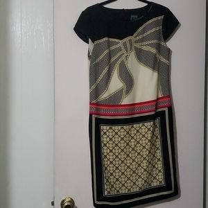 Bow patterned short sleeve dress